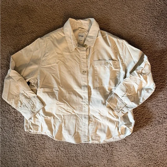 Kensie Jeans Light Tan Button-Up Women’s Corduroy Shirt - Picture 2 of 5